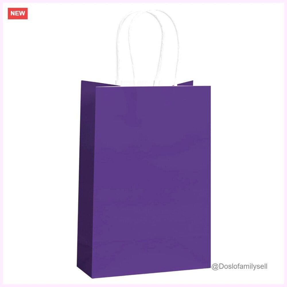 50 Kraft Paper Gift Bags with Handles, 5.9x3.2x8.2 Inches, Bulk Packaging